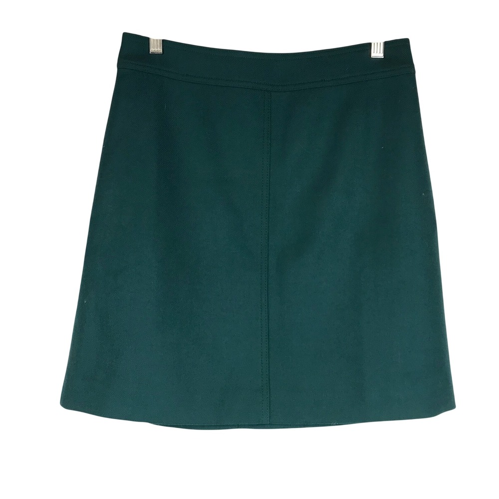 J.Crew Womens Forest Green 100% Wool A-Line Mini Skirt Size 6 Lined Back Zip
